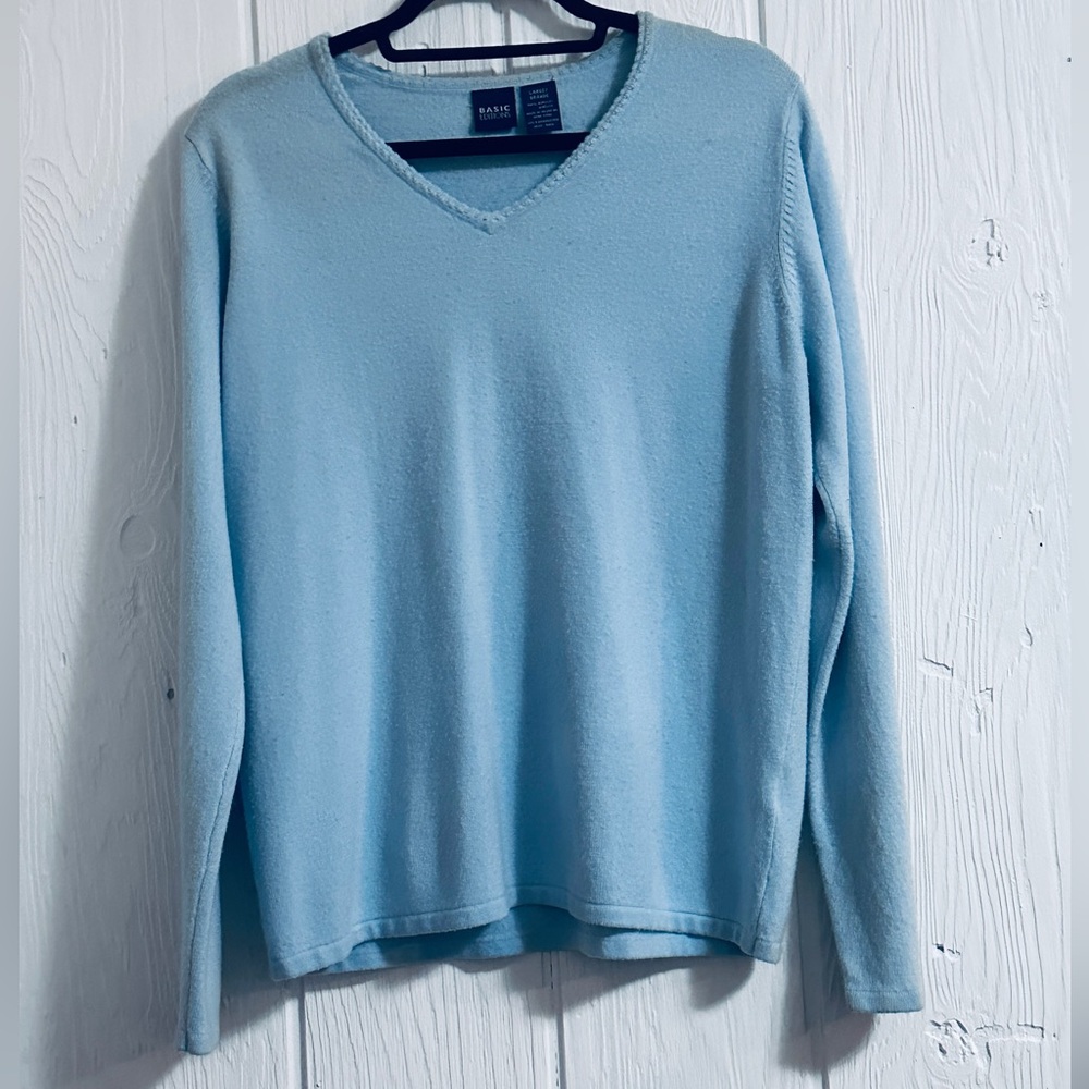 Basic Editions Light Blue V-Neck Sweater